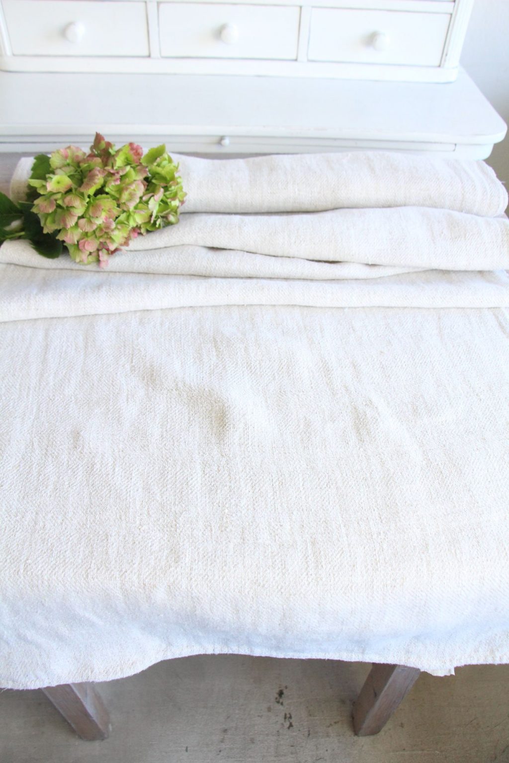 antique plain linen roll 4.7y sewing upholstery UP 635 - Image 2
