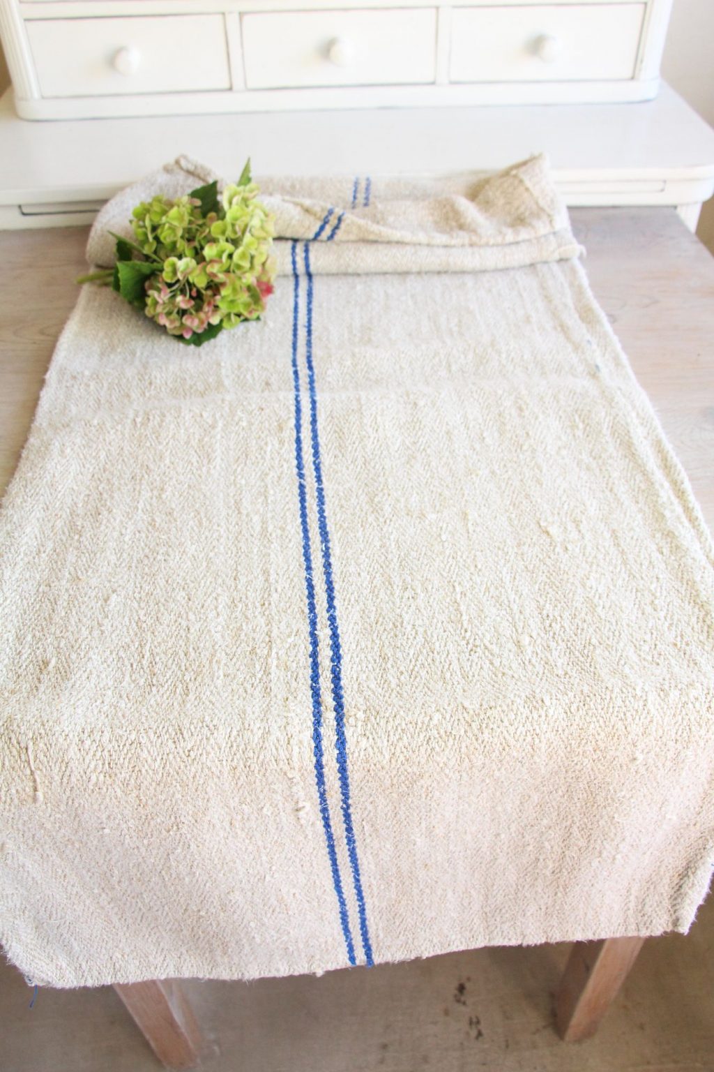 antique european linen grain sack cushion sewing KX 362 - Image 2