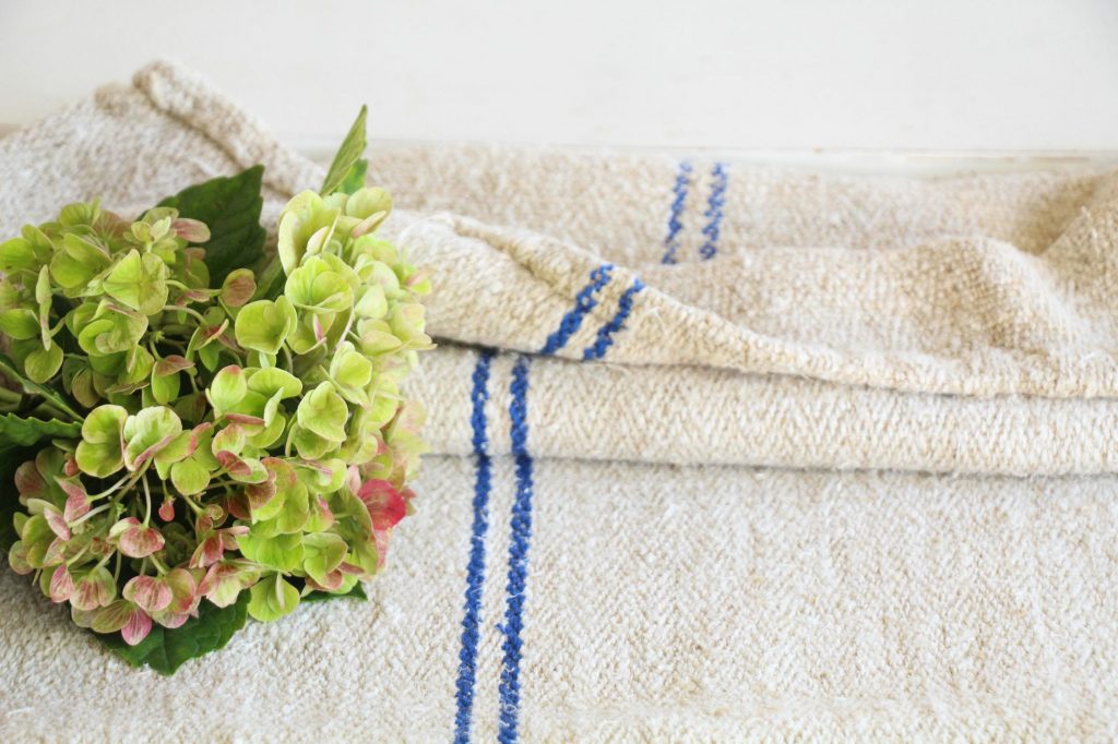 antique european linen grain sack cushion sewing KX 362 - Image 4