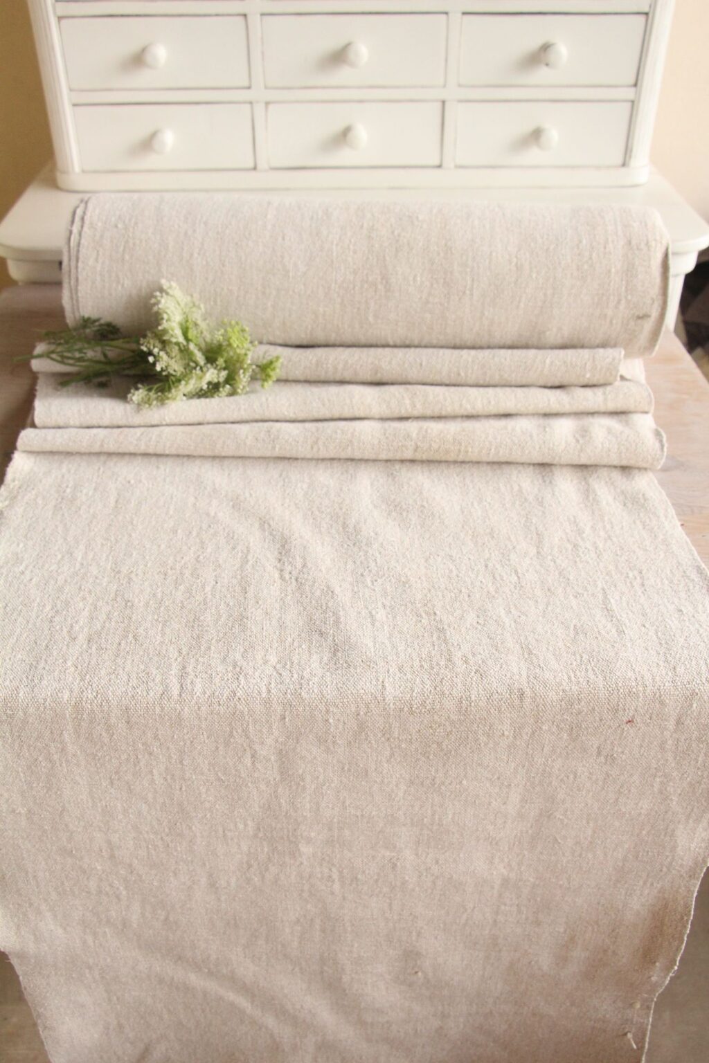 antique linen fabric, 17.74 y, natural fabric, wedding fabric, durabel, Z 119 - Image 2