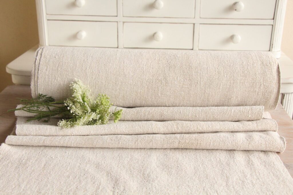 antique linen fabric, 17.74 y, natural fabric, wedding fabric, durabel, Z 119 - Image 4