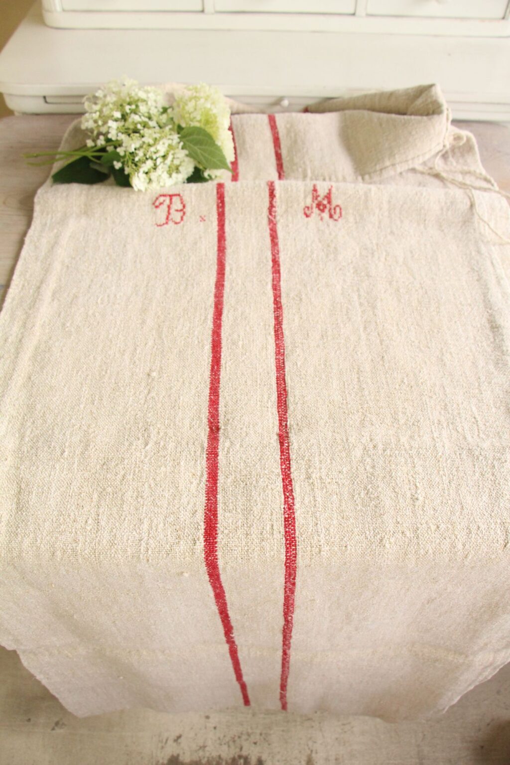 antique linen grainsack, handmade, table cloth, durable, L 678 - Image 2