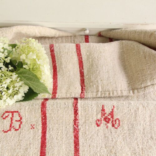 antique linen grainsack, handmade, table cloth, durable, L 678