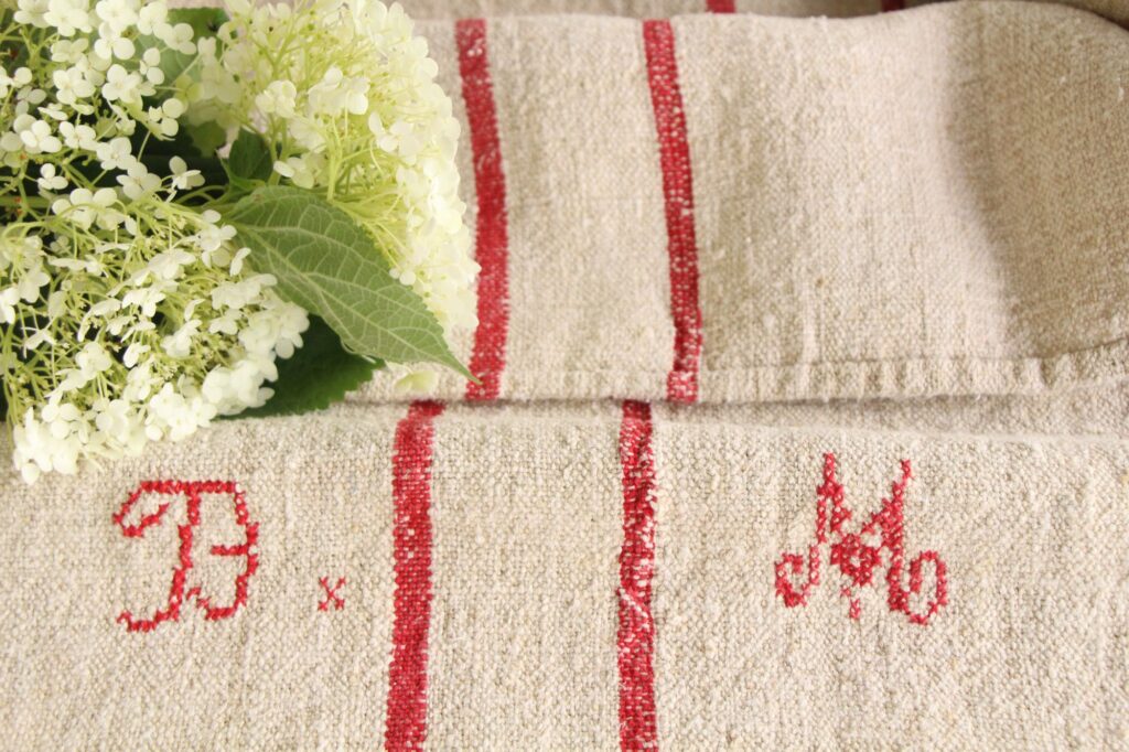 antique linen grainsack, handmade, table cloth, durable, L 678 - Image 10