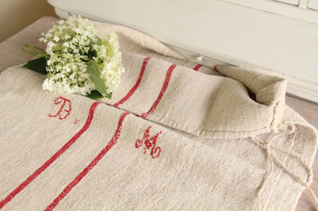 antique linen grainsack, handmade, table cloth, durable, L 678 - Image 7