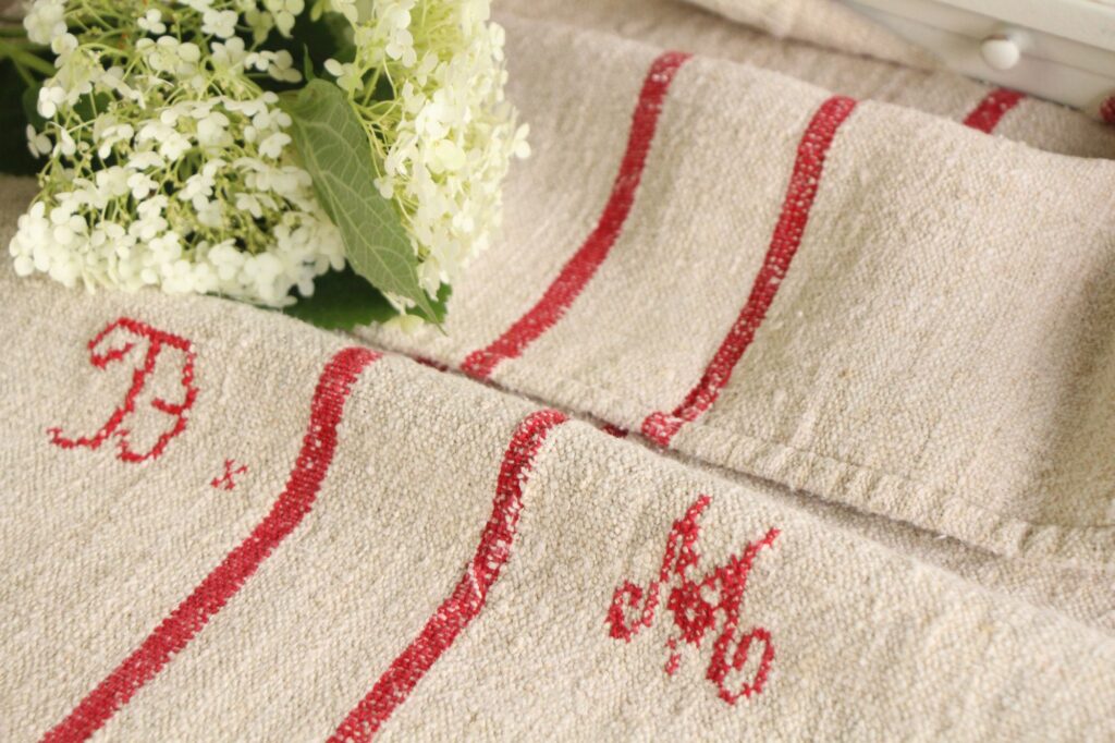 antique linen grainsack, handmade, table cloth, durable, L 678 - Image 6