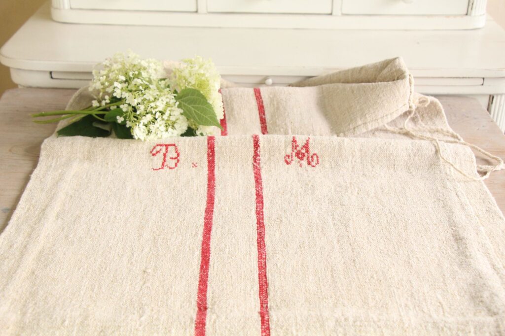 antique linen grainsack, handmade, table cloth, durable, L 678 - Image 3