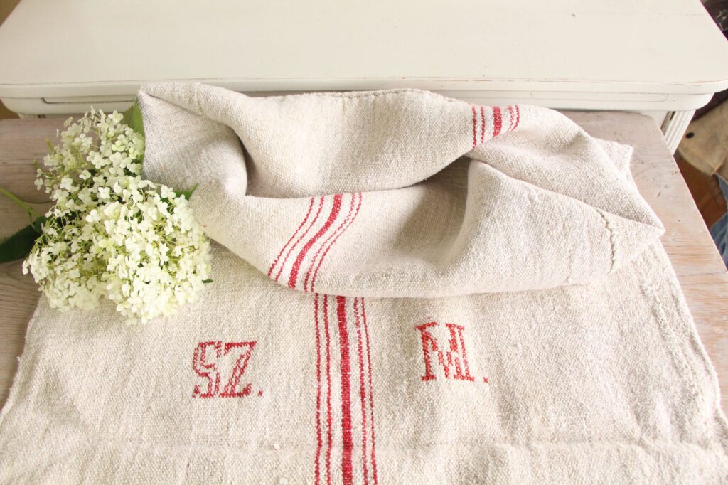 antique linen grainsack, handmade, table cloth, durable, L 677 - Image 2