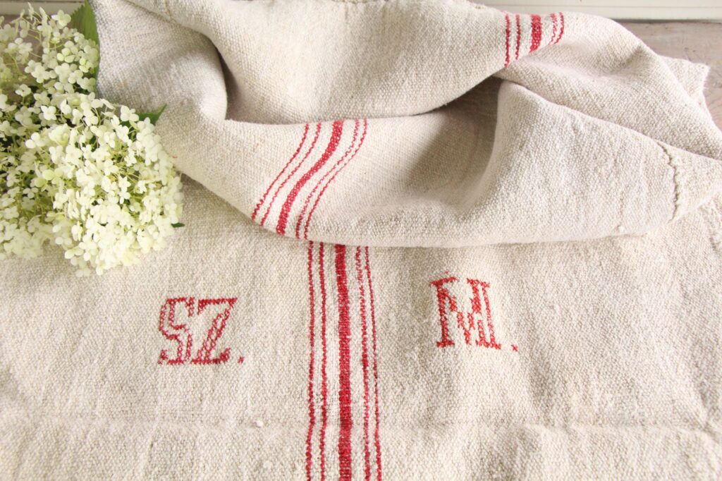 antique linen grainsack, handmade, table cloth, durable, L 677 - Image 3
