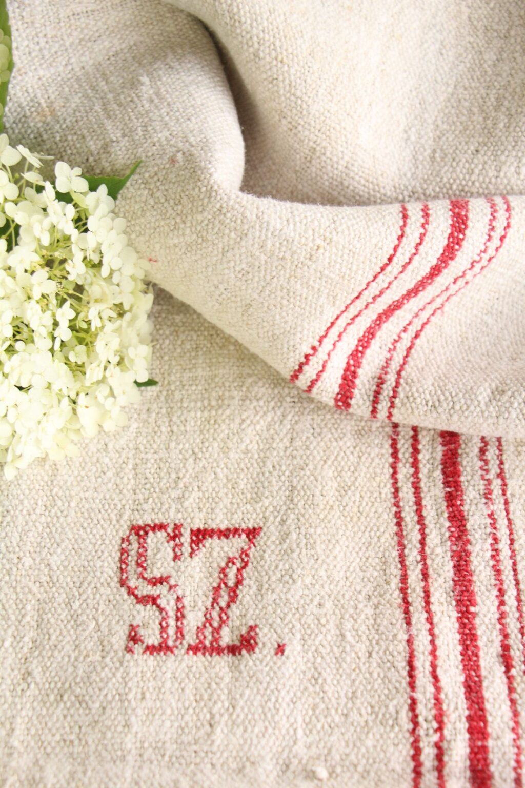 antique linen grainsack, handmade, table cloth, durable, L 677 - Image 9