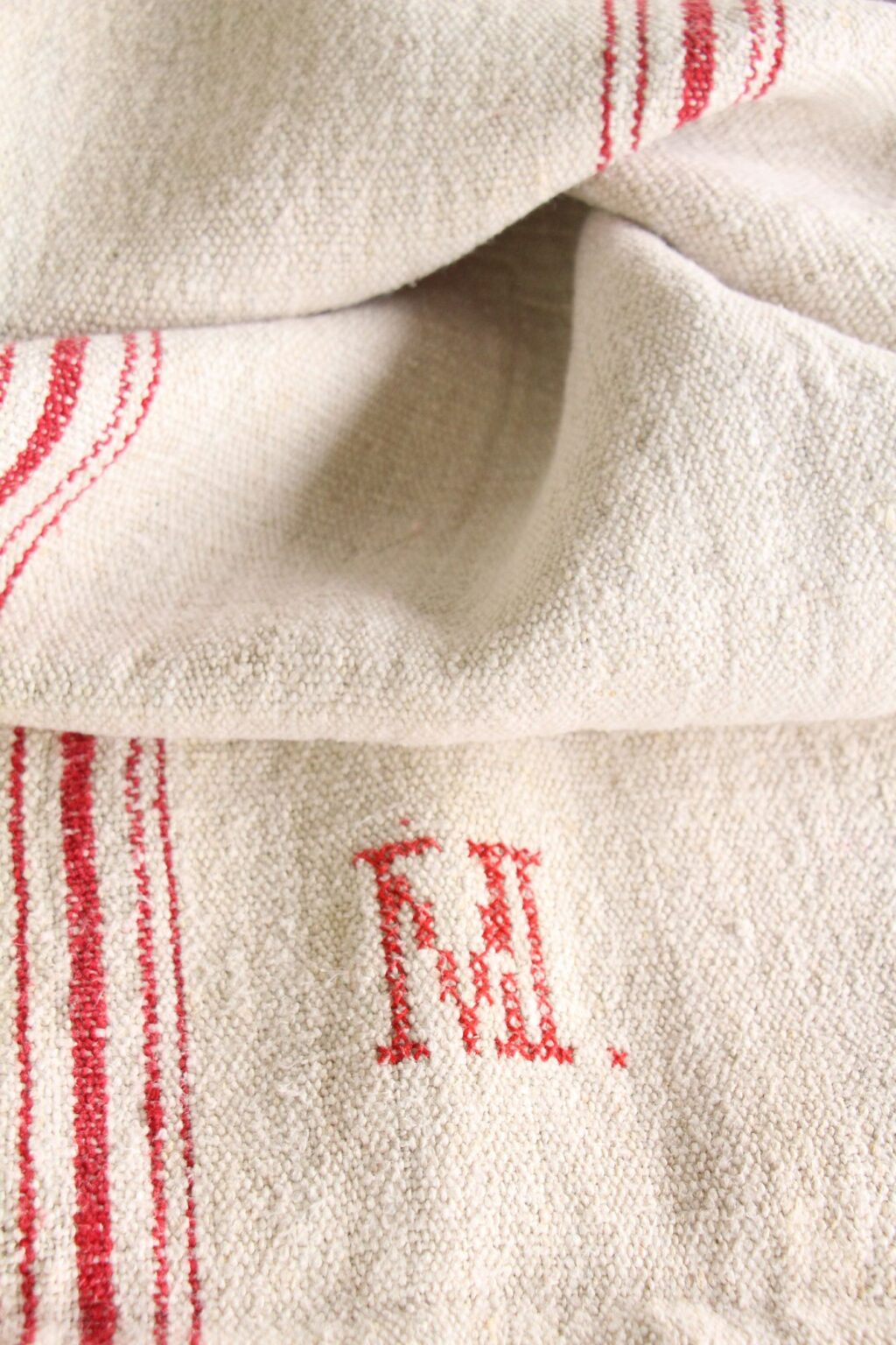 antique linen grainsack, handmade, table cloth, durable, L 677 - Image 10