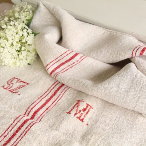antique linen grainsack, handmade, table cloth, durable, L 677