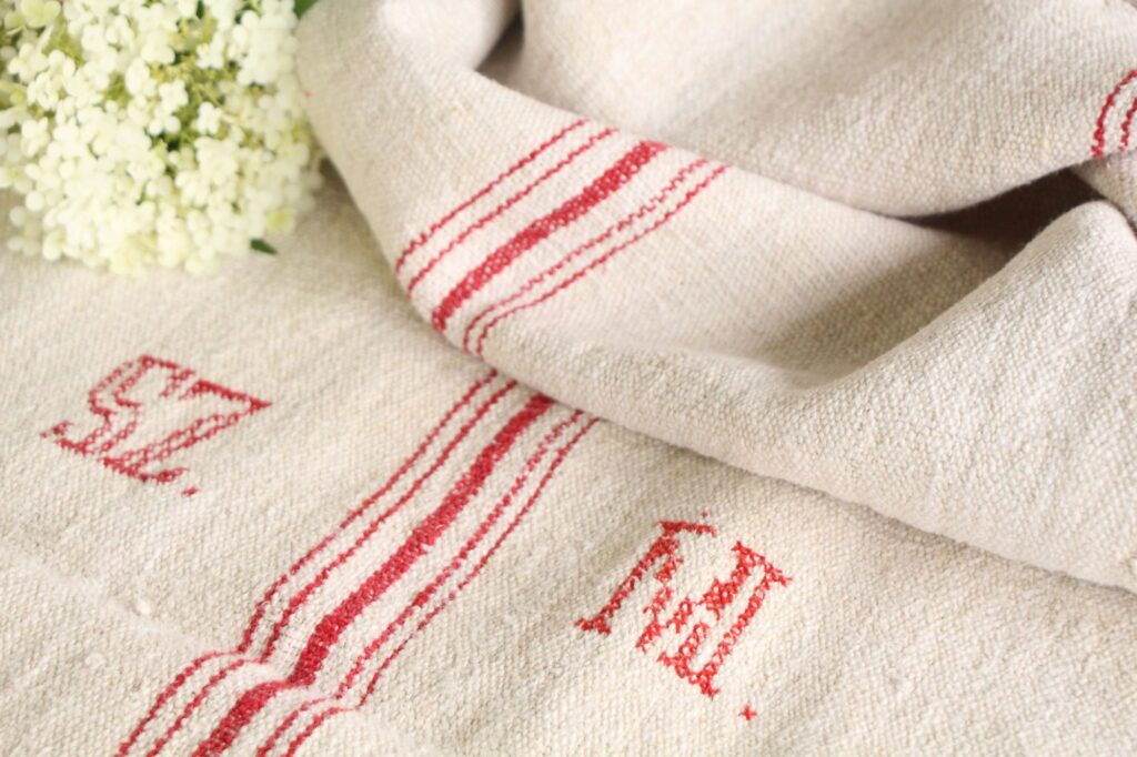 antique linen grainsack, handmade, table cloth, durable, L 677 - Image 8