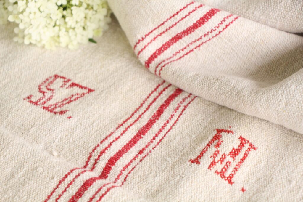 antique linen grainsack, handmade, table cloth, durable, L 677 - Image 7