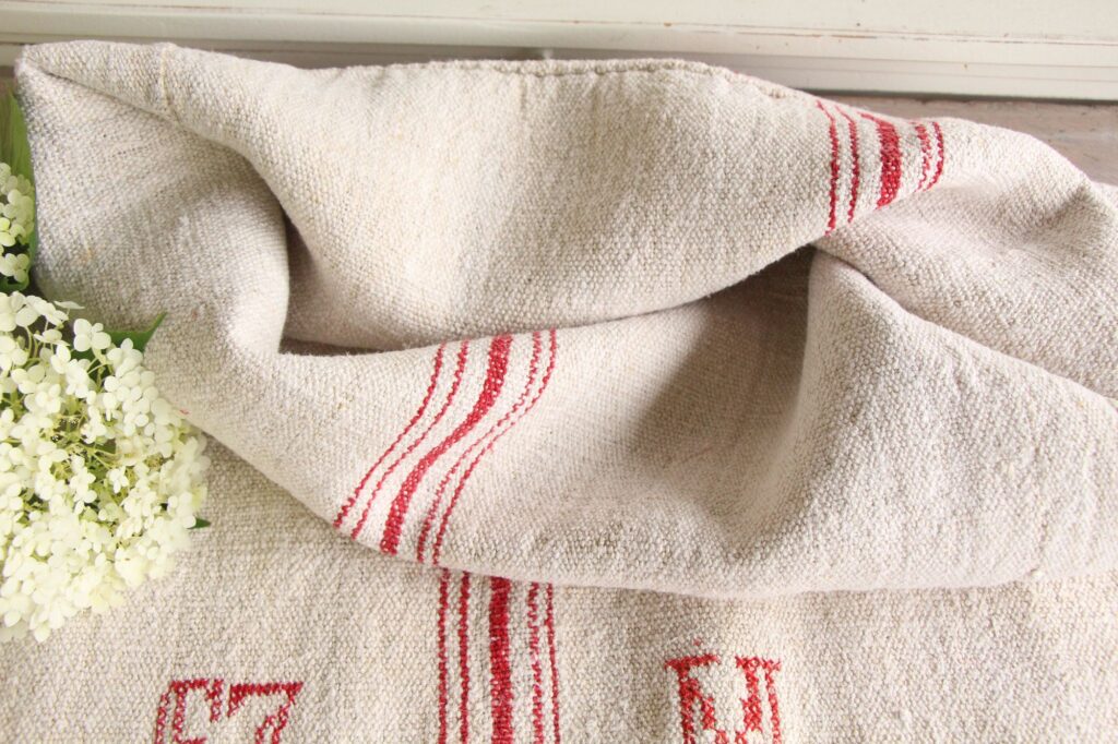 antique linen grainsack, handmade, table cloth, durable, L 677 - Image 5
