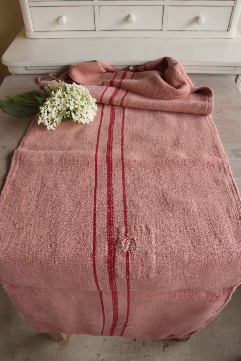 dyed antique linen grain sack, wabi sabi fabric, pillow fabric, durable L 656 - Image 2