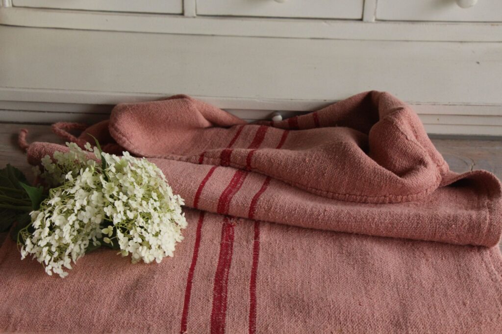 dyed antique linen grain sack, wabi sabi fabric, pillow fabric, durable L 656 - Image 3
