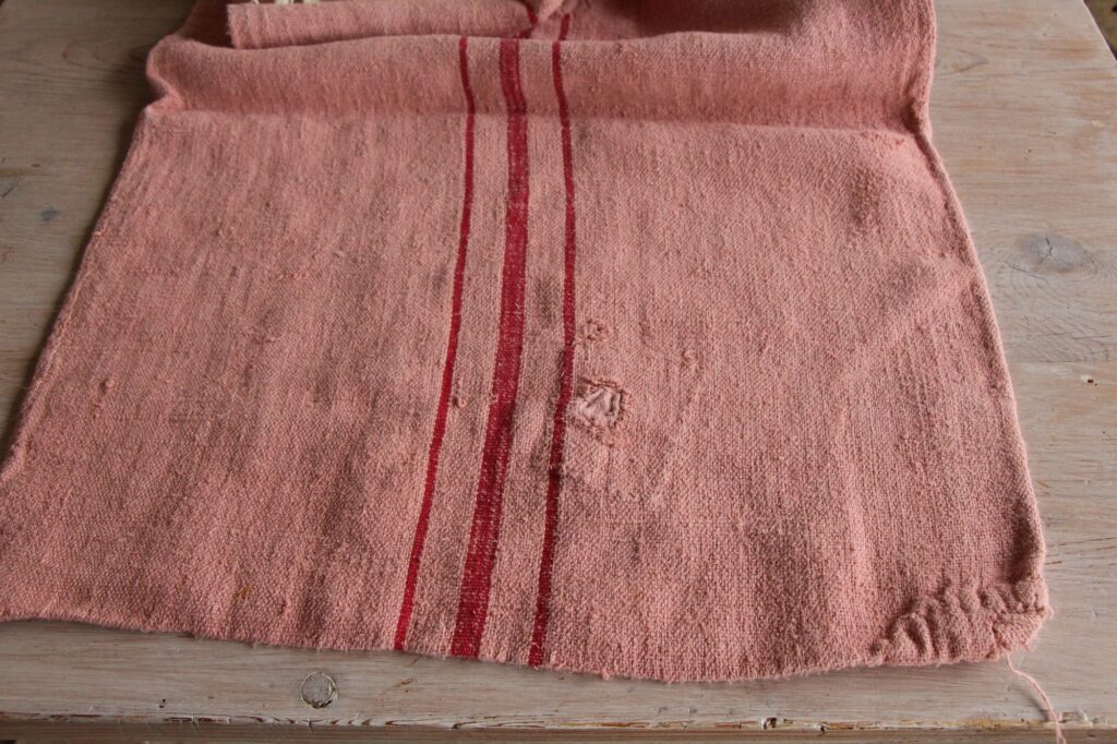 dyed antique linen grain sack, wabi sabi fabric, pillow fabric, durable L 656 - Image 9