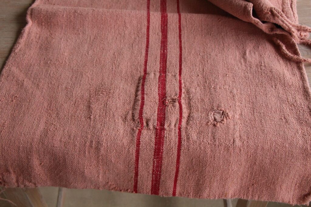 dyed antique linen grain sack, wabi sabi fabric, pillow fabric, durable L 656 - Image 8