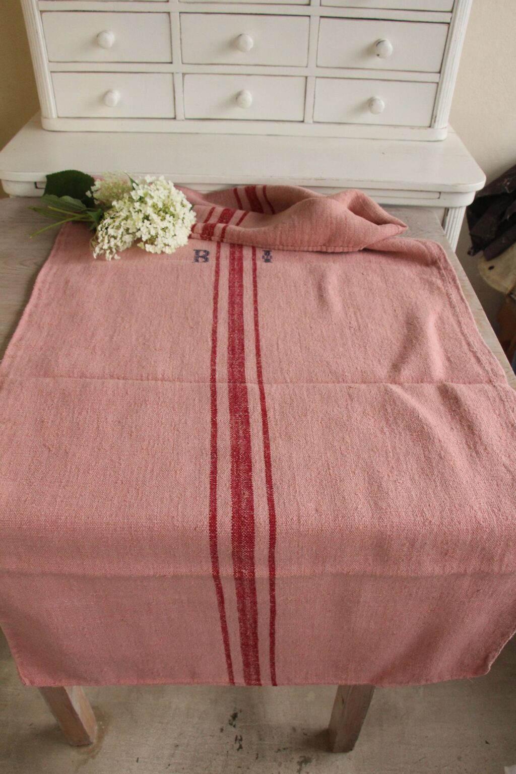 dyed antique linen grain sack, farmhouse fabric, cushion fabric, durable L 659 - Image 2