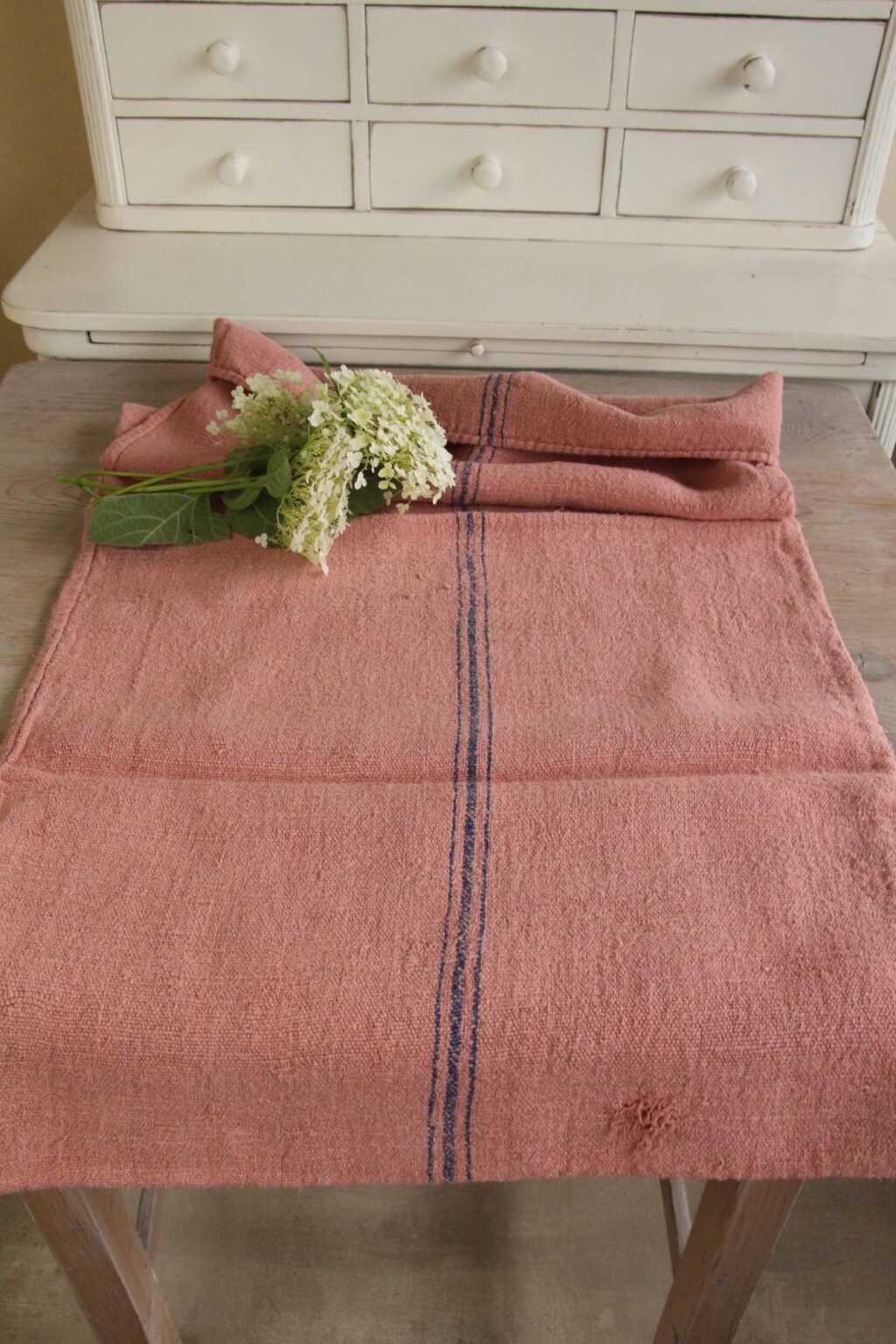dyed antique linen grain sack, farmhouse fabric, cushion fabric, durable L 658 - Image 3