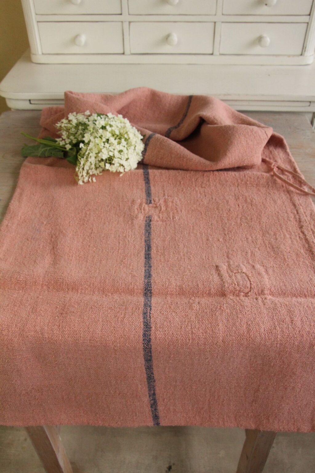 dyed antique linen grain sack, wabi sabi fabric, pillow fabric, durable L 657 - Image 2