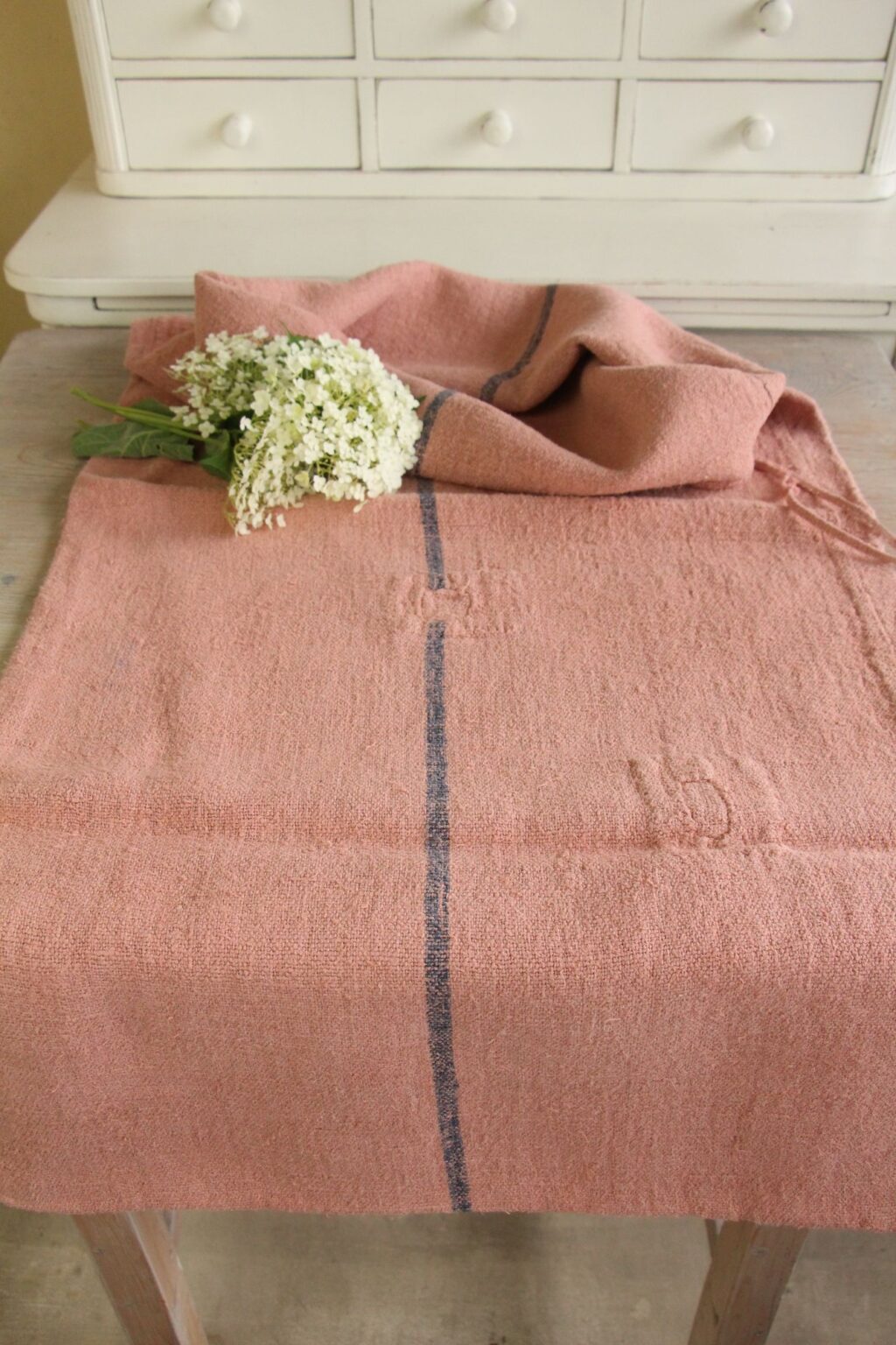 dyed antique linen grain sack, wabi sabi fabric, pillow fabric, durable L 657 - Image 3