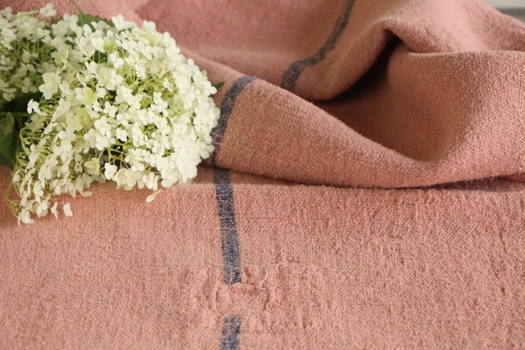 dyed antique linen grain sack, wabi sabi fabric, pillow fabric, durable L 657 - Image 9