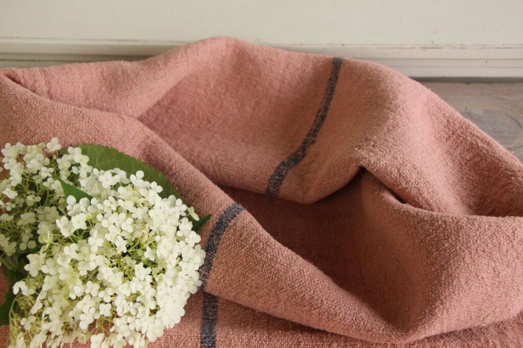 dyed antique linen grain sack, wabi sabi fabric, pillow fabric, durable L 657