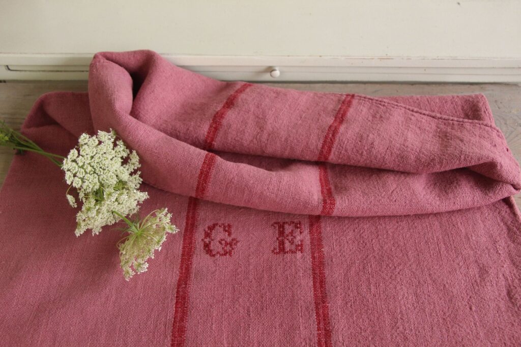 dyed antique linen grain sack, wedding decor, pillow fabric, durable L 712 - Image 8