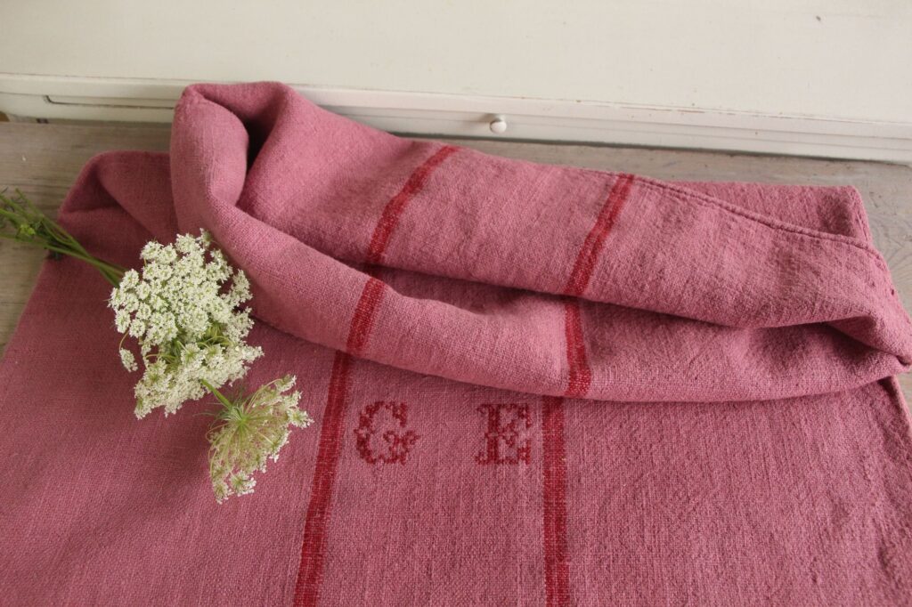 dyed antique linen grain sack, wedding decor, pillow fabric, durable L 712 - Image 7