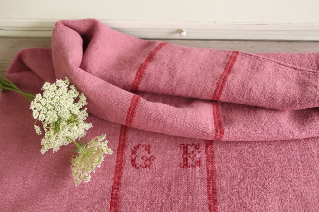 dyed antique linen grain sack, wedding decor, pillow fabric, durable L 712 - Image 6