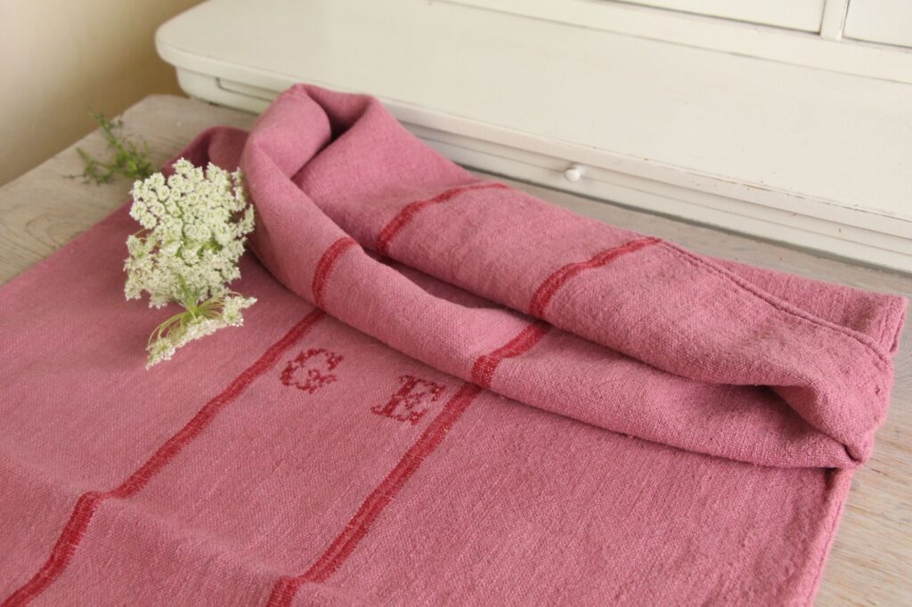 dyed antique linen grain sack, wedding decor, pillow fabric, durable L 712 - Image 4