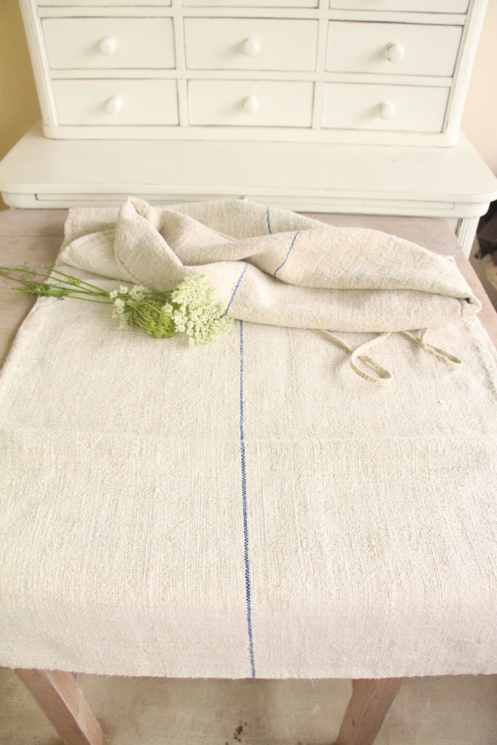 antique linen grainsack, natural fabric, wedding decor, durable, L 695 - Image 2