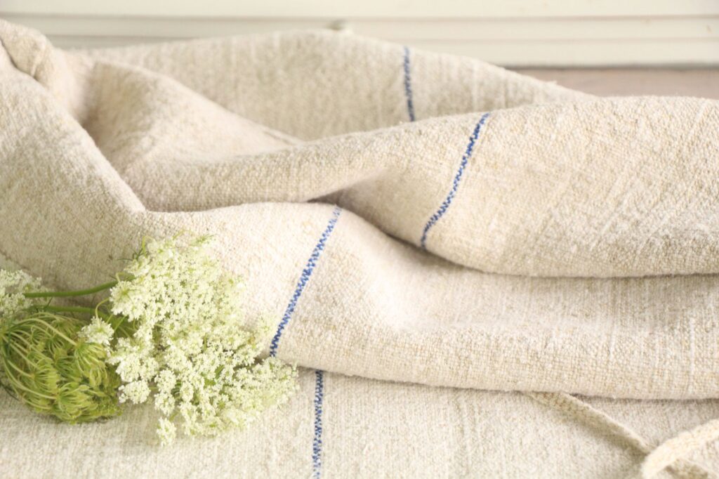 antique linen grainsack, natural fabric, wedding decor, durable, L 695 - Image 4