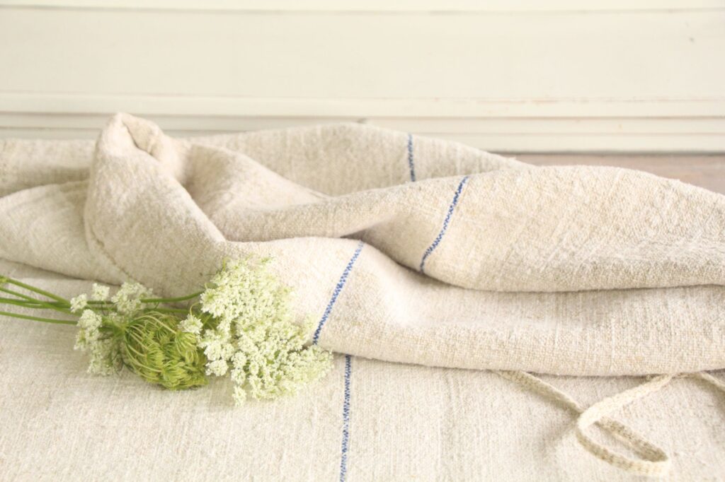antique linen grainsack, natural fabric, wedding decor, durable, L 695 - Image 3