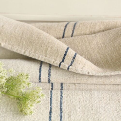 antique linen grainsack, natural fabric, farmhouse decor, durable, L 693