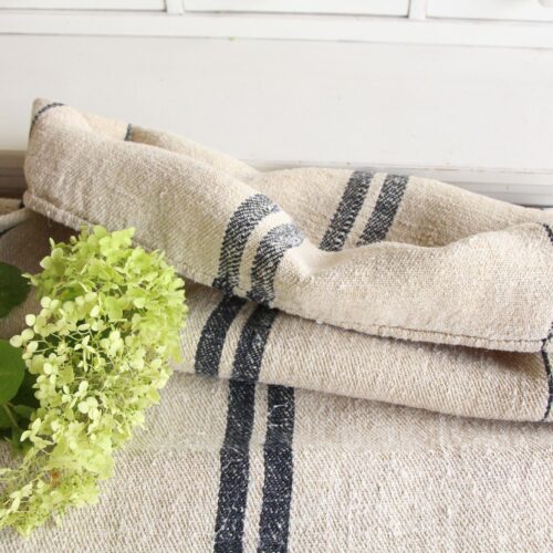 antique linen grainsack, rustic decor, stair runner, durable, L 723 A
