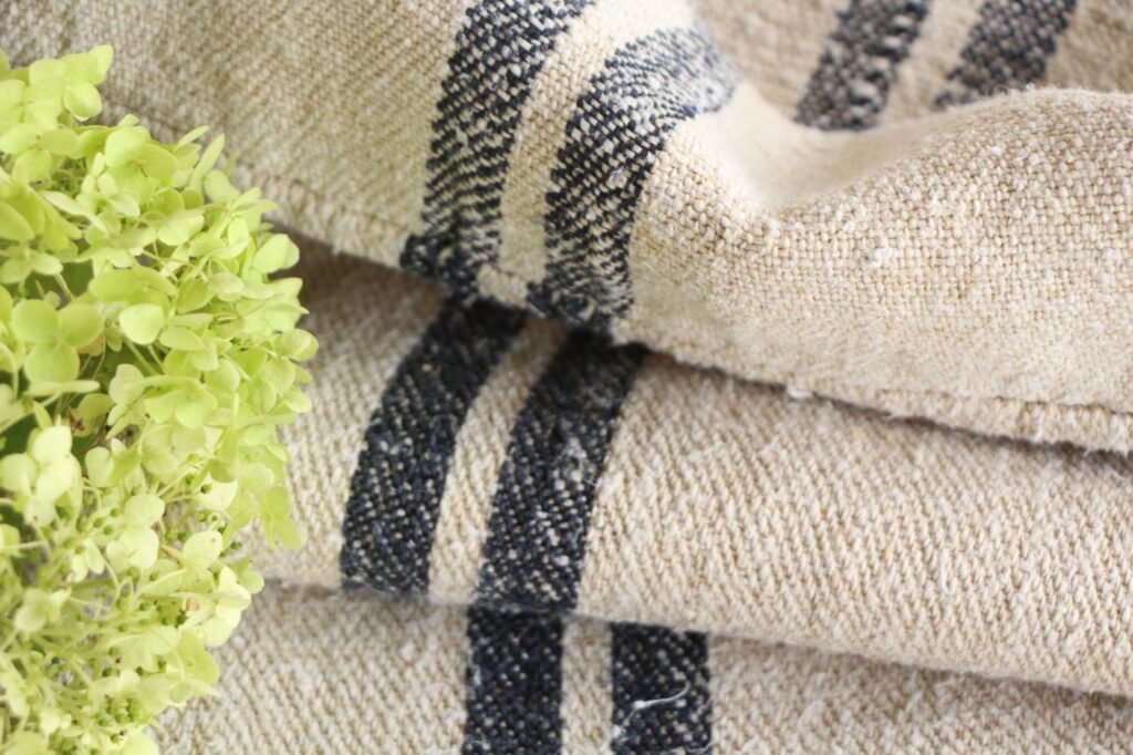 antique linen grainsack, rustic decor, stair runner, durable, L 723 A - Image 9