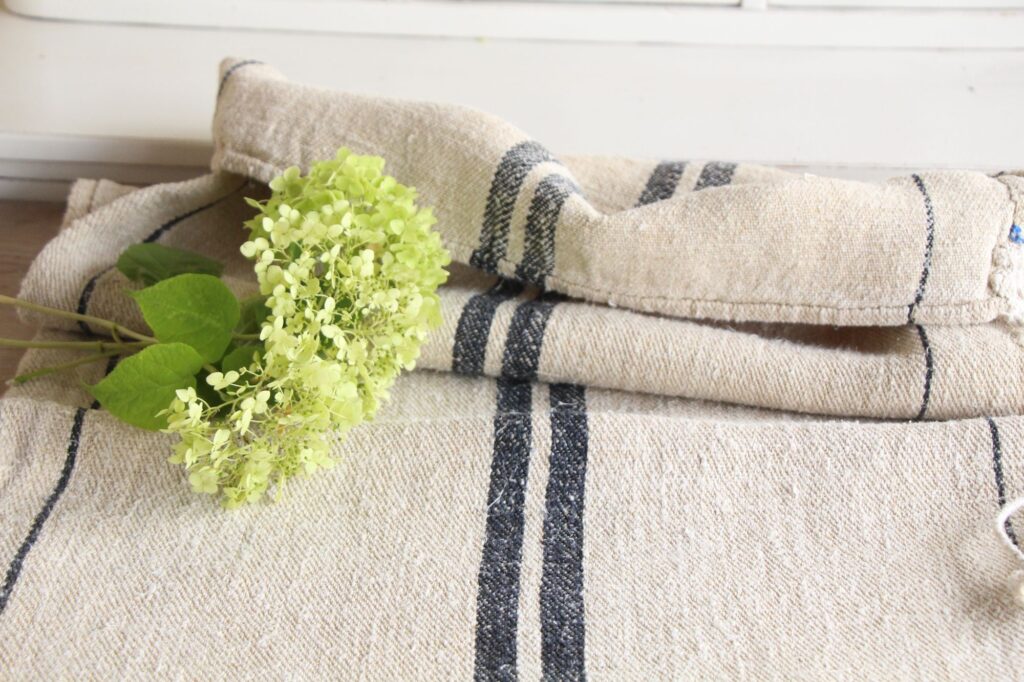 antique linen grainsack, rustic decor, stair runner, durable, L 723 A - Image 3