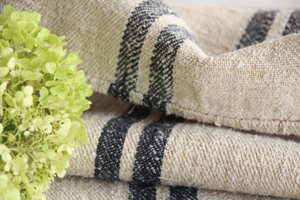antique linen grainsack, rustic decor, stair runner, durable, L 723 A - Image 7