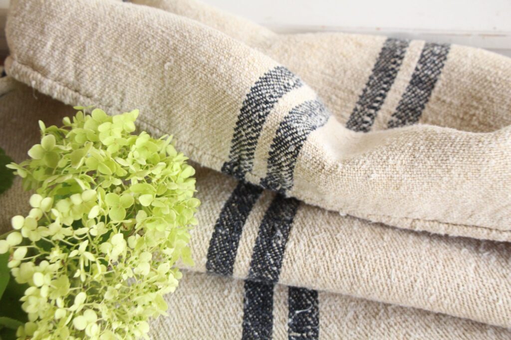 antique linen grainsack, rustic decor, stair runner, durable, L 723 A - Image 5