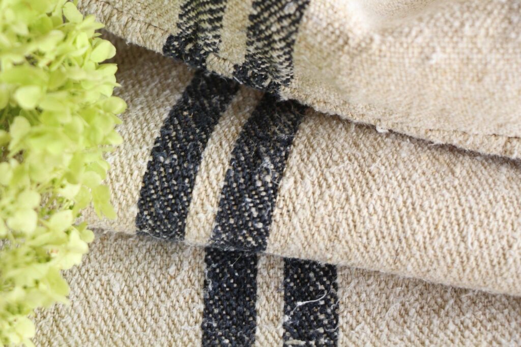 antique linen grainsack, rustic decor, stair runner, durable, L 723 A - Image 6