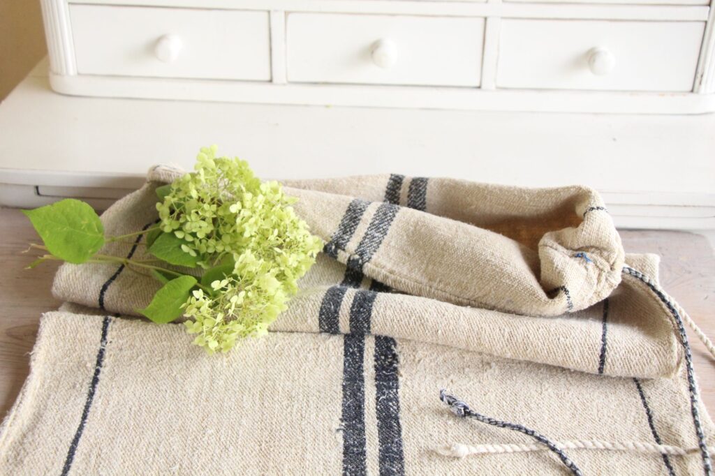 antique linen grainsack, rustic decor, stair runner, durable, L 723 - Image 3