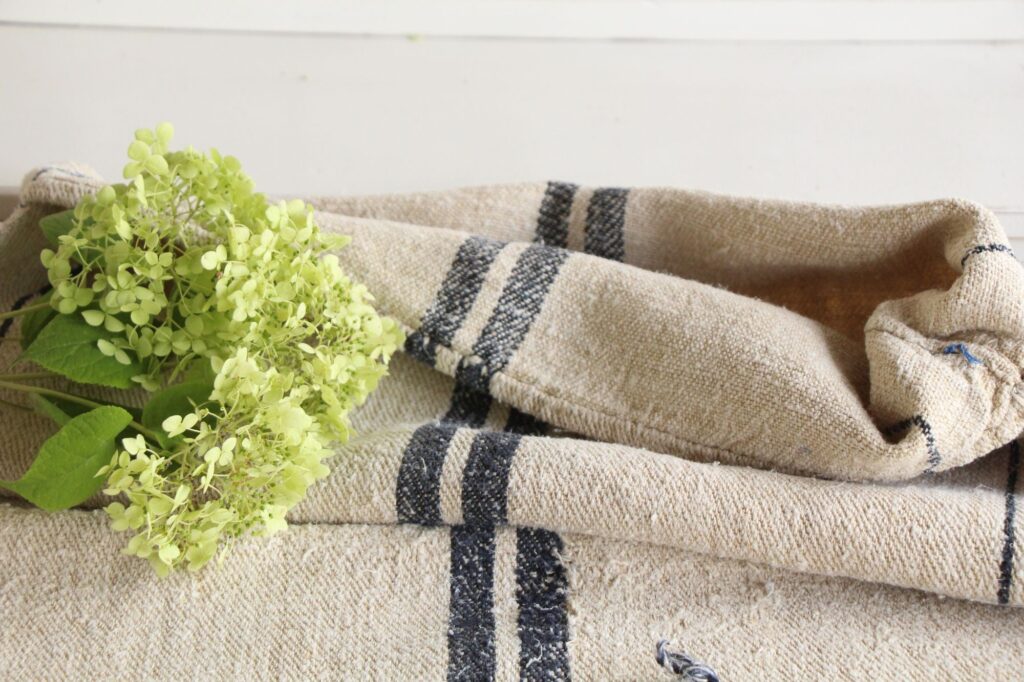 antique linen grainsack, rustic decor, stair runner, durable, L 723 - Image 4