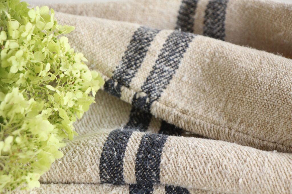 antique linen grainsack, rustic decor, stair runner, durable, L 723 - Image 9
