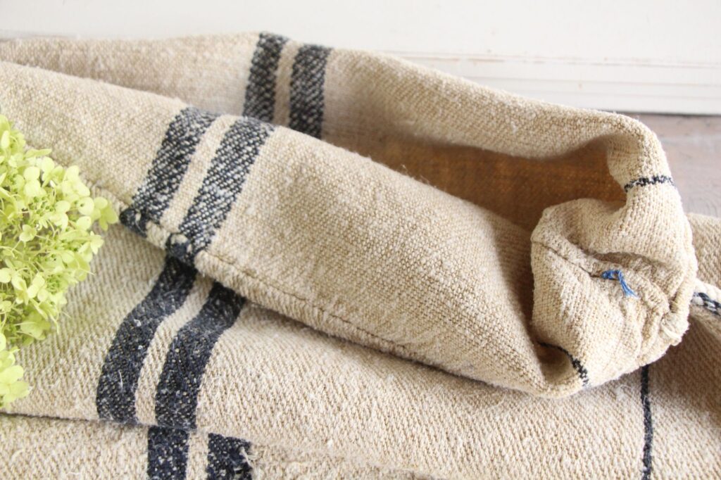 antique linen grainsack, rustic decor, stair runner, durable, L 723 - Image 8