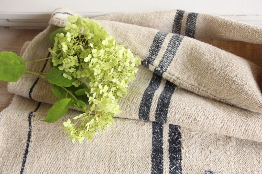 antique linen grainsack, rustic decor, stair runner, durable, L 723 - Image 7