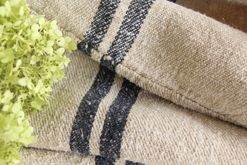 antique linen grainsack, rustic decor, stair runner, durable, L 723 - Image 6