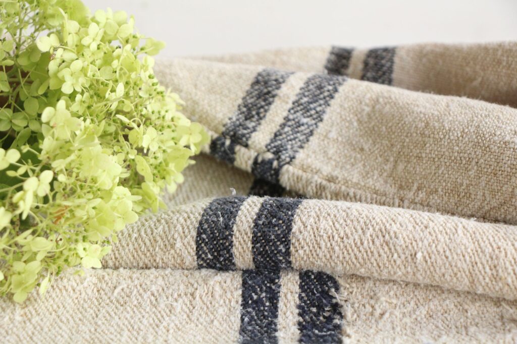 antique linen grainsack, rustic decor, stair runner, durable, L 723 - Image 5